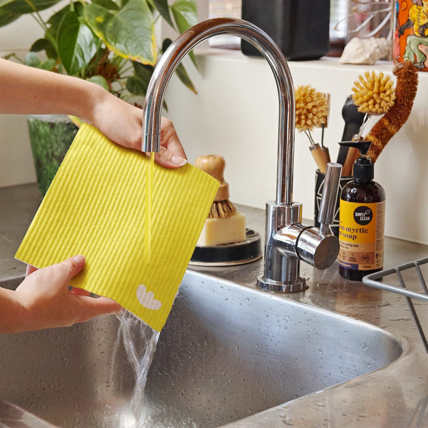 Swedish Dish Cloths Compostable Sponge Cloth 12 Pack | Solid Assorted Happy Colours | Reusable Cleaning Hand Towel Bulk Buy | for Kitchen, Counters