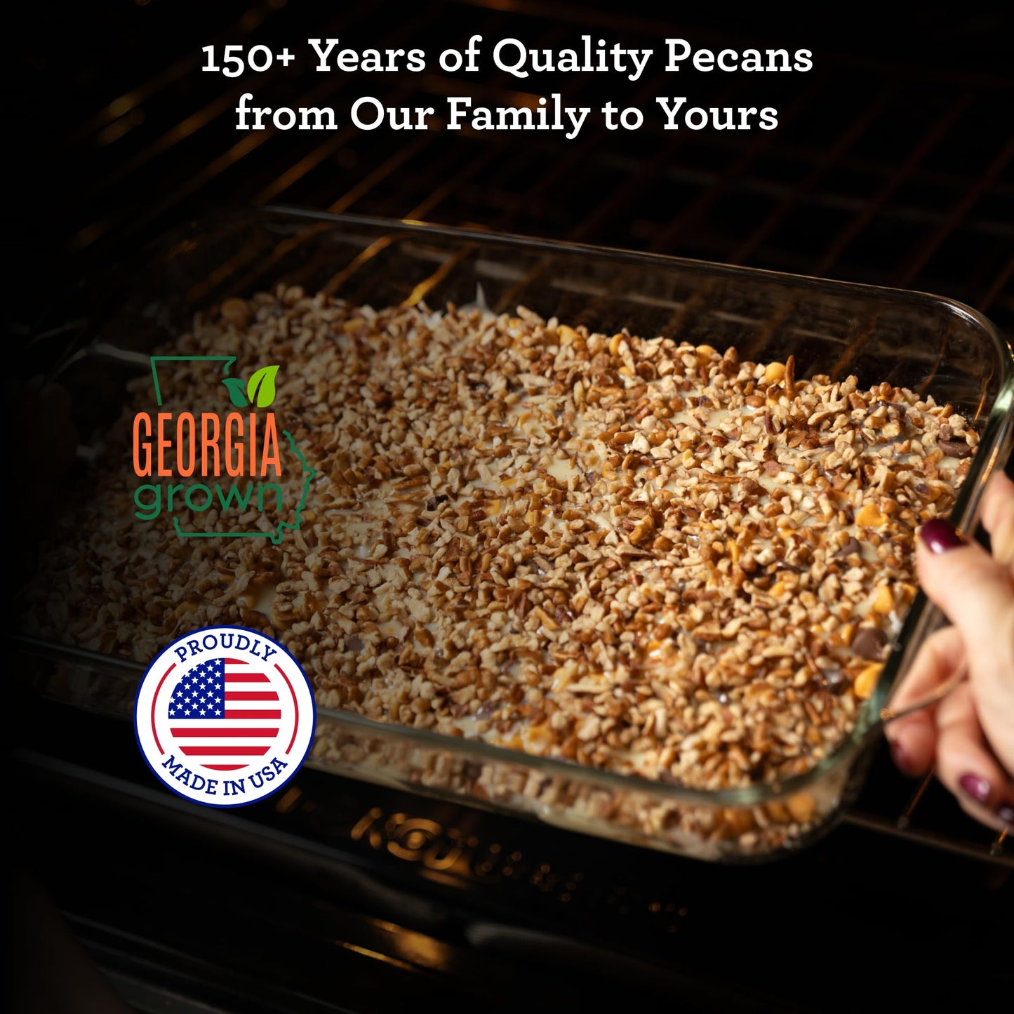 HUDSON PECAN COMPANY | Fresh Chopped Georgia Pecans | Local, All-Natural & Kosher, Heart-Healthy | Crunchy Nuts Perfect for Baking, Cooking, Salads