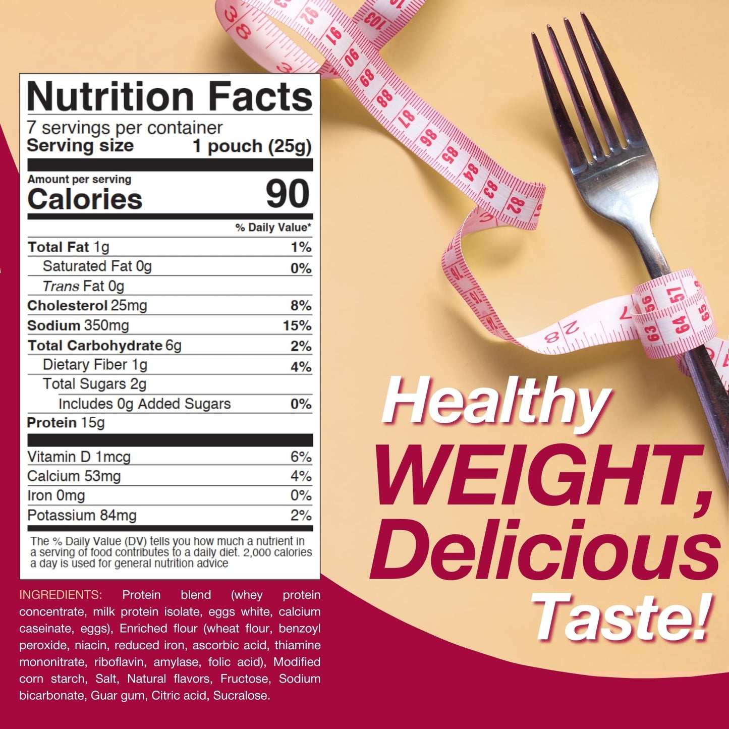 ProtiDIET Naturally Flavored Protein Pancake Mix - Low Fat High Protein Snacks - Nutrient-Rich Pancakes for Breakfast - Perfect On-the-Go Pancakes - 7 Pancake Mix Packets Per Box