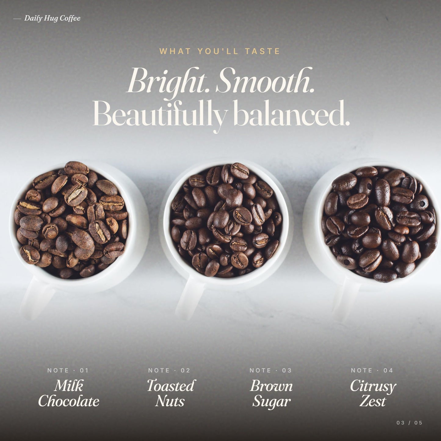 Daily Hug House Blend Coffee, 12oz Medium Roast Whole Bean - Air Roasted Small Batch, Notes of Milk Chocolate, Toasted Nuts, Brown Sugar & Citrus