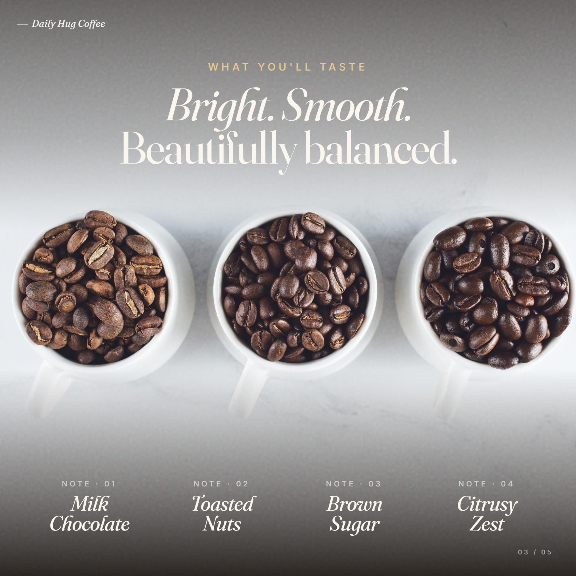 Daily Hug House Blend Coffee, 12oz Medium Roast Whole Bean - Air Roasted Small Batch, Notes of Milk Chocolate, Toasted Nuts, Brown Sugar & Citrus