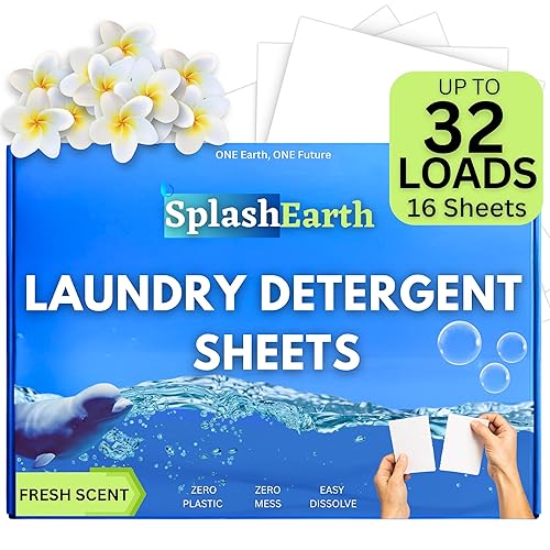 Travel Laundry Detergent Sheets, Liquidless Washer Sheet, Eco Friendly Laundry Sheets Detergent, Hypoallergenic Non Toxic (FRESH SCENT-32 LOADS)