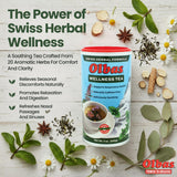Olbas Herbal Tea 7 Ounce, Swiss Herbal Blend with 20 Soothing Herbs & Essential Oils, Sore Throat and Stress Relief Tea, Warming Comfort, Calms