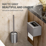 Meiyan Meili Gunmetal Gray Toilet Brush and Holder, Space Aluminum, Deep Cleaning, Rust-Free, Bathroom Cleaning Brush Set