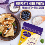 Lupina Organic Gluten-Free Lupin Flour - Pack 1-16 oz- High-Protein, High-Fiber, Low-Carb Plant-Based Flour - Non-GMO Vegan Superfood for Baking