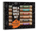 BBQ & Grill Spice Set - 6 Spice Blend Flavors in Tubes in a Gift Box, For Smoking, Seasosonig, Griling, Christmas Stocking Stuffers for Men Who Cook