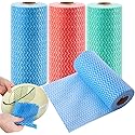 Yaosan Disposable Dish Cloths 3 Rolls Reusable All Purpose Fast Drying Handy Cleaning Wipes Paper Towel Alternative for Kitchen 150 Count