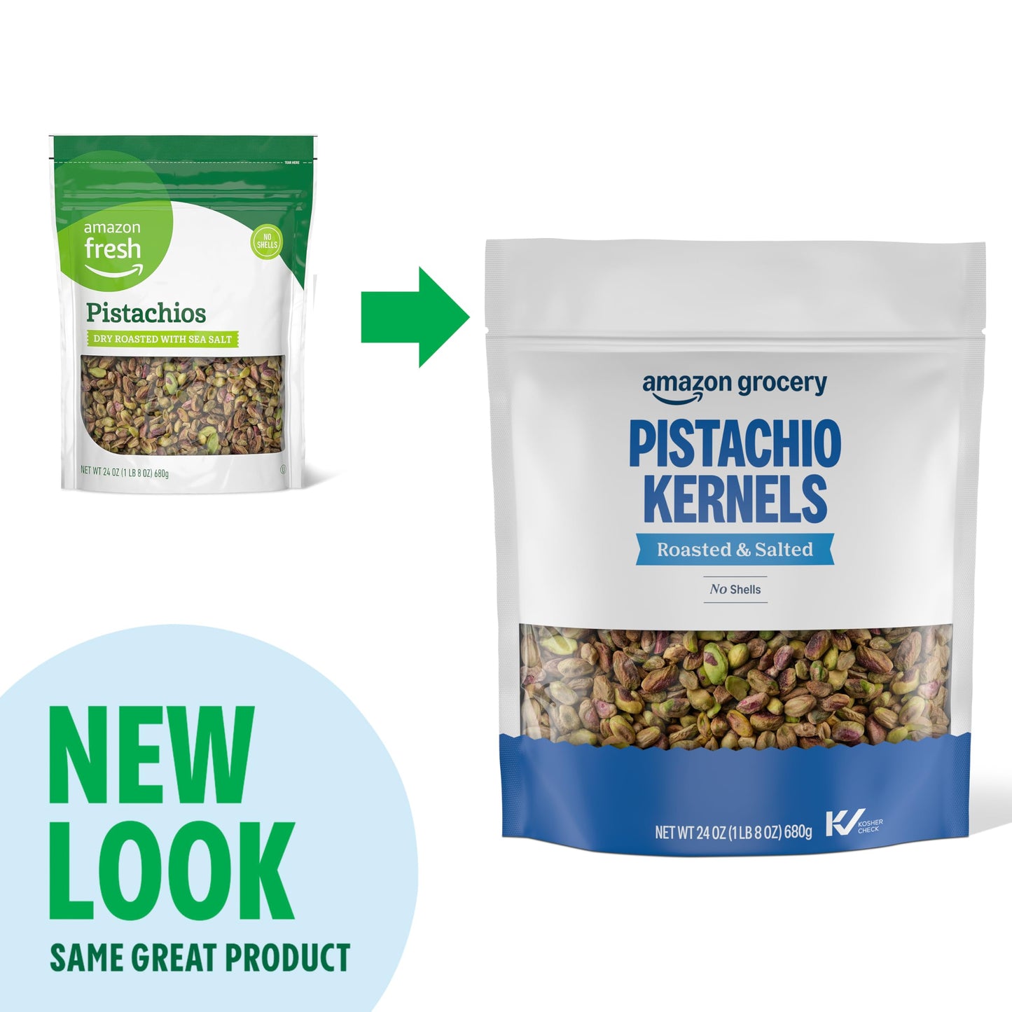 Amazon Grocery, Pistachio Kernels, Roasted & Salted, 24 Oz (Previously Happy Belly, Packaging May Vary)