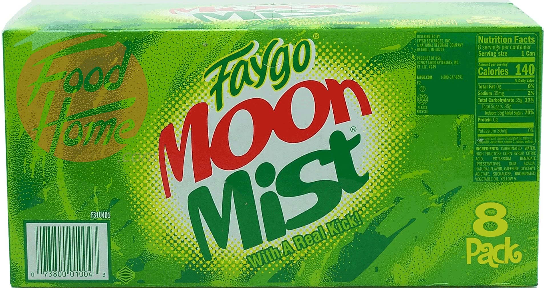 Faygo Moon Mist! citrus flavored soda pop. 8-pack 12-fl. oz. cans in box (1)