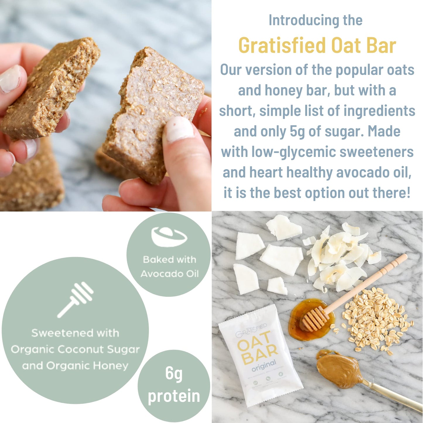Gratisfied Oat Bar - Real Ingredients, Really Satisfying - Gluten Free, Nut Free, Plant Based Granola Bars | (24 Pack)