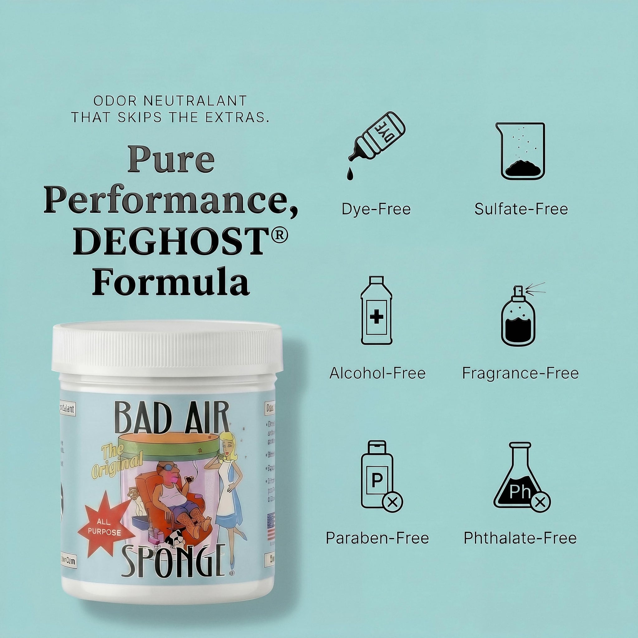 Bad Air Sponge Odor Absorber & Neutralizer, 14 oz - Odor Eliminator for Home, Pets, Smoke, Cooking, Trash, Mold & Musty Smells - Original Non-Toxic