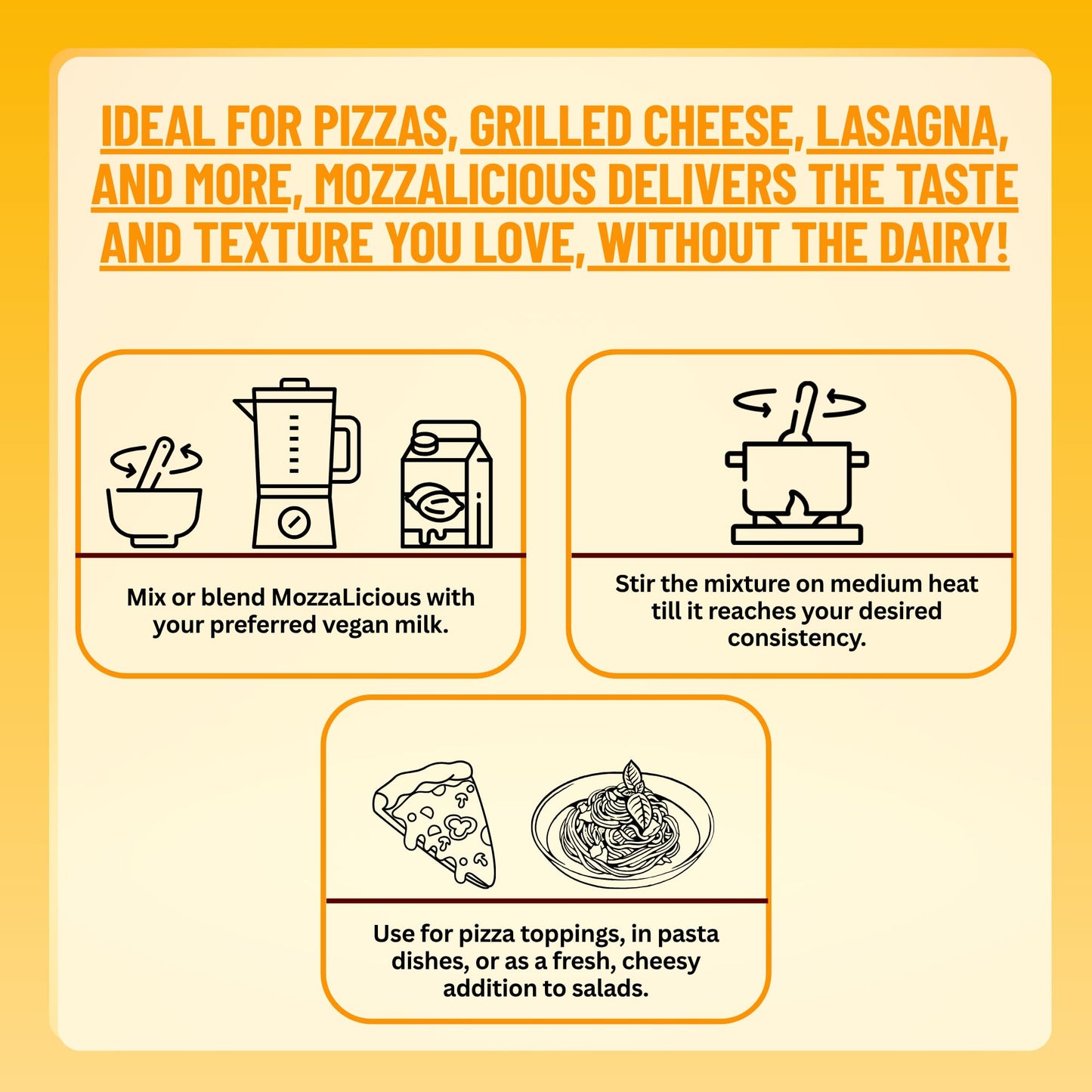 Gloriously Vegan NoochyLicious MozzaLicious - Delicious Vegan Flavoured - Enjoy Authentic Mozzarella Flavor in Vegan Cheese - Free Recipes Included