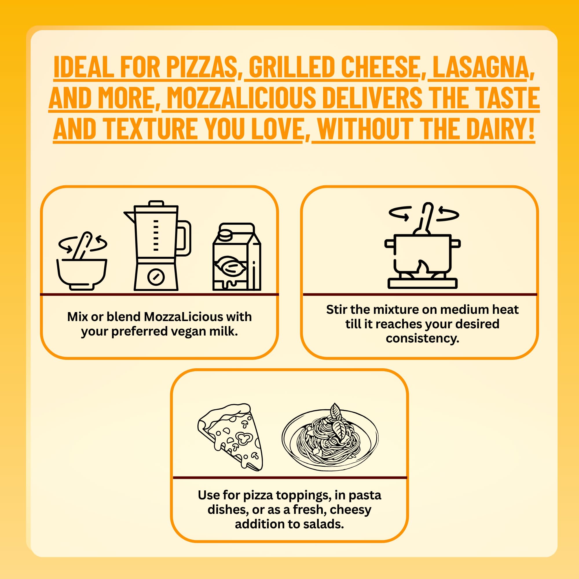 Gloriously Vegan NoochyLicious MozzaLicious - Delicious Vegan Flavoured - Enjoy Authentic Mozzarella Flavor in Vegan Cheese - Free Recipes Included