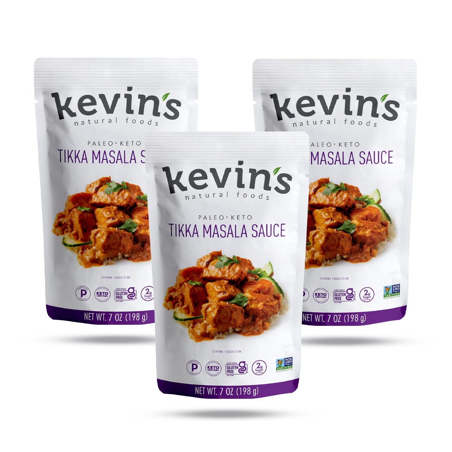 Kevin's Natural Foods Tikka Masala Sauce - Keto and Paleo Simmer Stir-Fry Sauce, Gluten Free, No Preservatives, Non-GMO - 3 Pack (Tikka Masala)