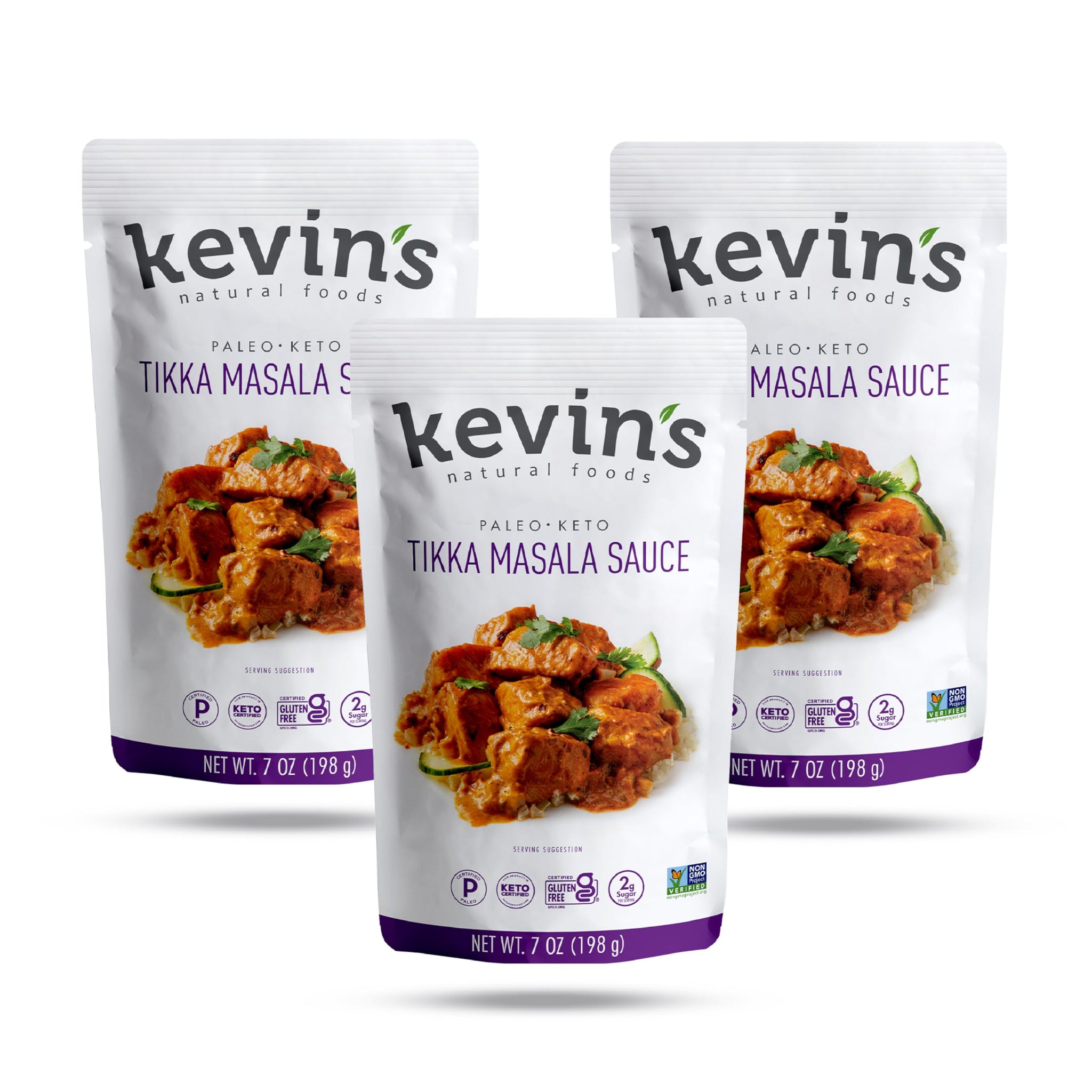 Kevin's Natural Foods Tikka Masala Sauce - Keto and Paleo Simmer Stir-Fry Sauce, Gluten Free, No Preservatives, Non-GMO - 3 Pack (Tikka Masala)