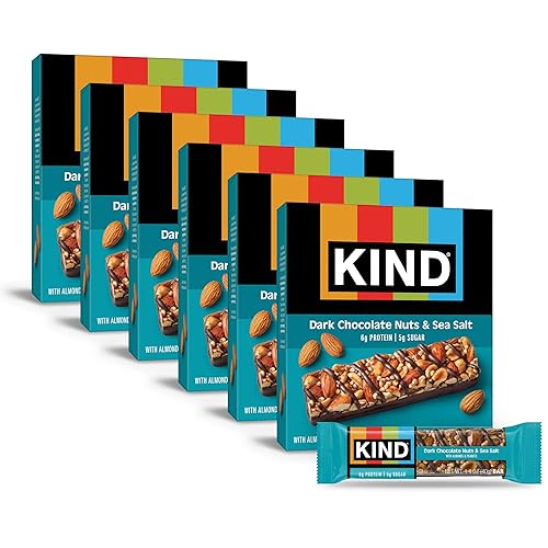 KIND Healthy Snacks Bars, Dark Chocolate Nuts & Sea Salt, Gluten Free, Low Sugar, High Fiber Snacks, 6g Protein, 36 Count