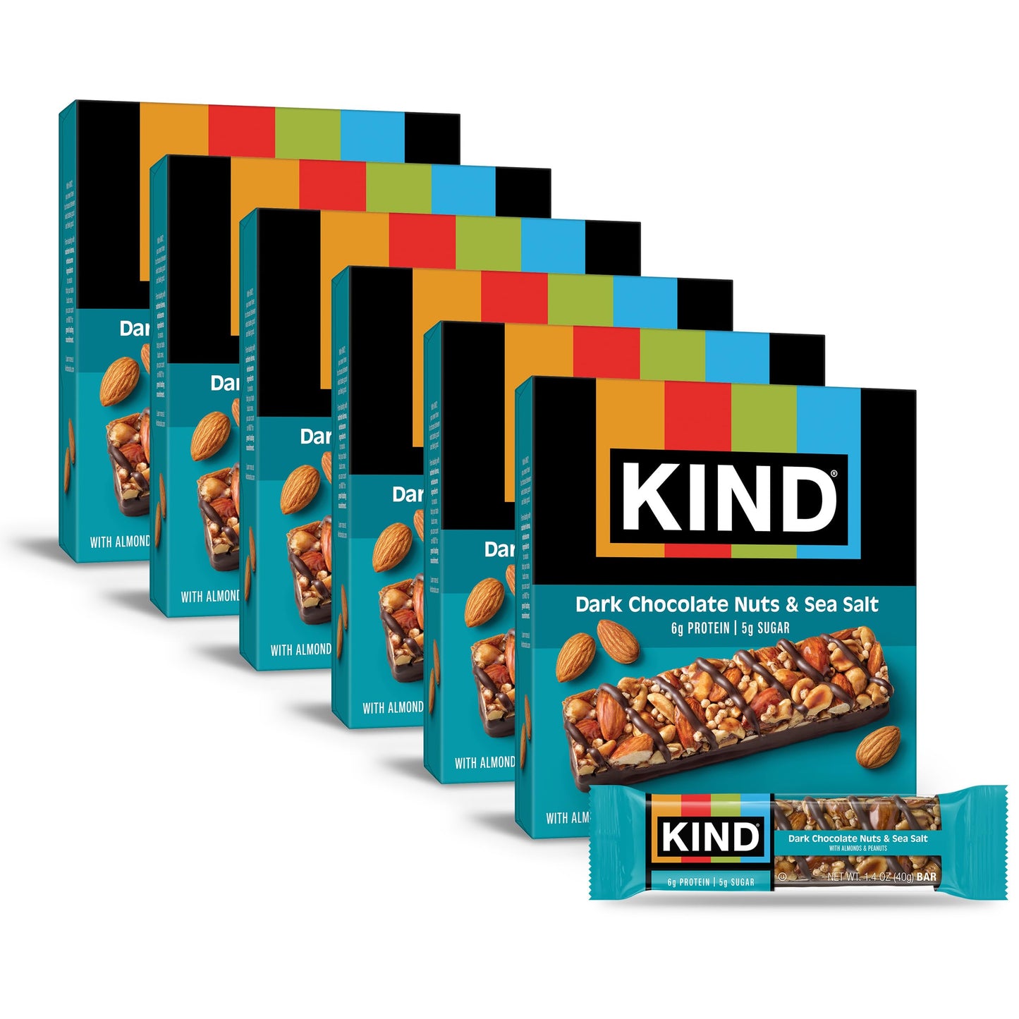 KIND Healthy Snacks Bars, Dark Chocolate Nuts & Sea Salt, Gluten Free, Low Sugar, High Fiber Snacks, 6g Protein, 36 Count