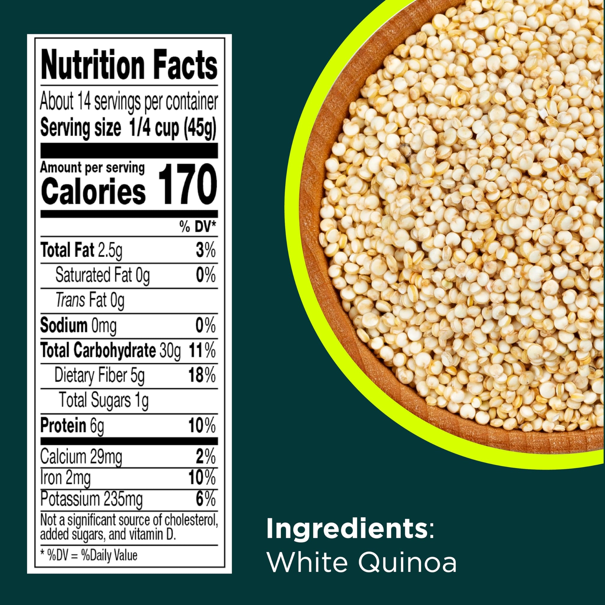 RiceSelect White Quinoa, Premium White Seeds, Gluten-Free, Non-GMO, Good Source of Fiber and Protein, 22oz Jar (Pack of 1)