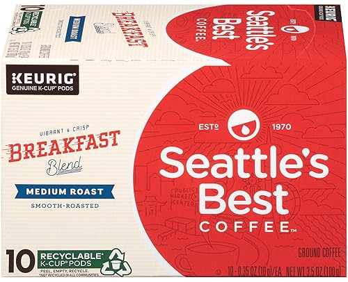 Seattle’s Best Coffee K-Cup Pods, Breakfast Blend, Medium Roast Smooth-Roasted Ground Coffee, 10 CT K- Cups/Box (Pack of 1 Box)