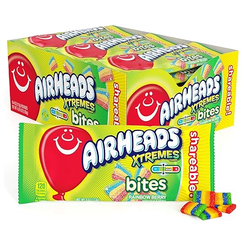 Airheads Xtremes Sweet and Sour Candy Bites, Chewy Candy Bag, Rainbow Berry Artificially Flavored, 4 Ounces (12-Pack)