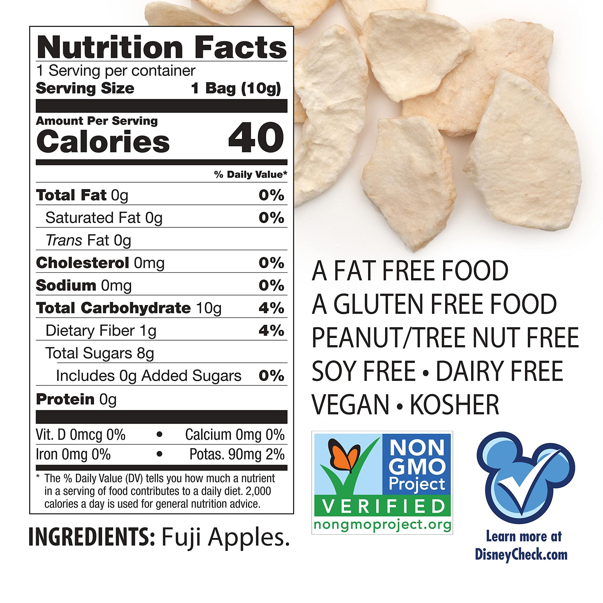 Brothers All Natural Disney Freeze Dried Fruit Crisps, Fuji Apple, 0.35 Oz (Pack of 12), Made with 100% Fruit, Gluten Free, Soy Free, Vegan, Healthy