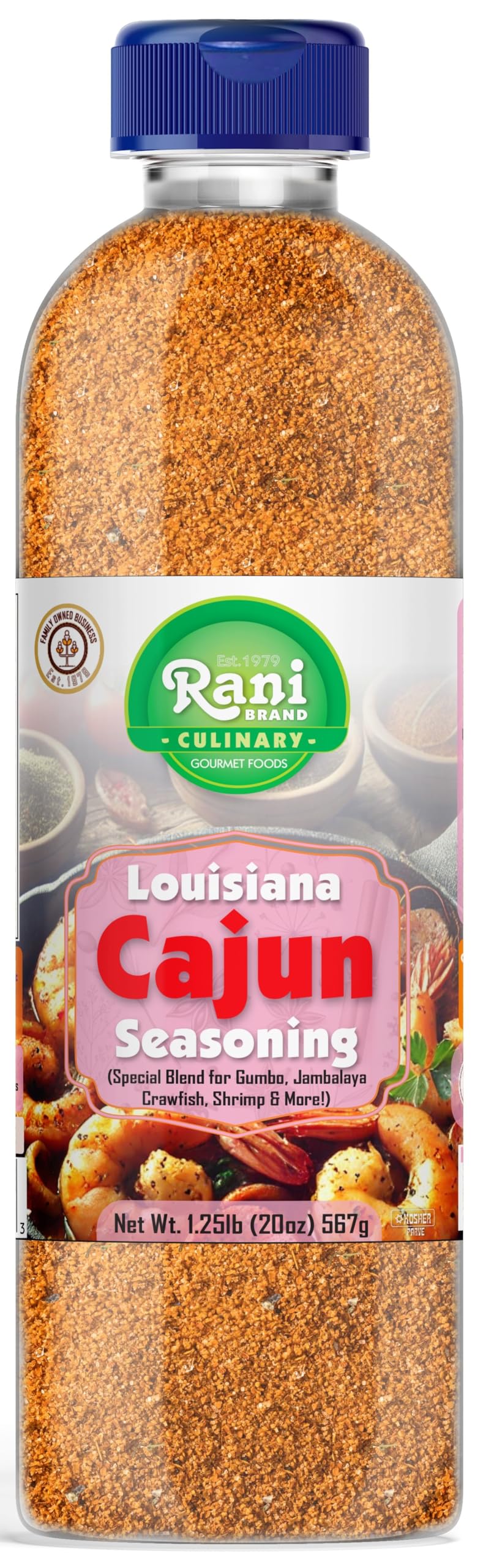 Rani Louisiana Cajun Seasoning (Special Blend for Gumbo, Jambalaya Crawfish, Shrimp) 20oz (1.25lbs) 567g PET Jar ~ All Natural | Gluten Friendly |