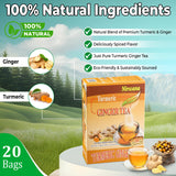Turmeric Ginger Tea - Warming Herbal Blend with Spices - Soothing & Aromatic Loose Leaf or Tea Bags 20 Sachets