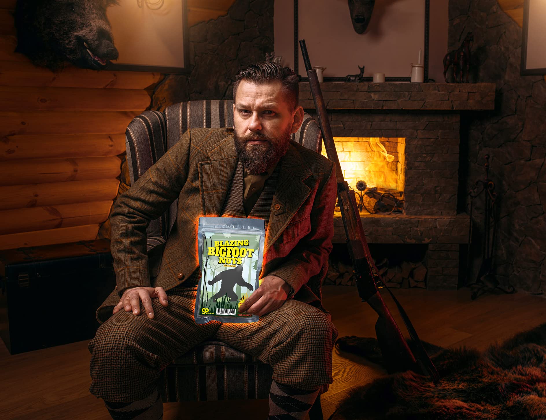 Blazing Bigfoot Nuts Spicy Trail Mix - Funny Sasquatch Design - Spicy Snacks for Men and Women - Premium Blend, Made in the USA
