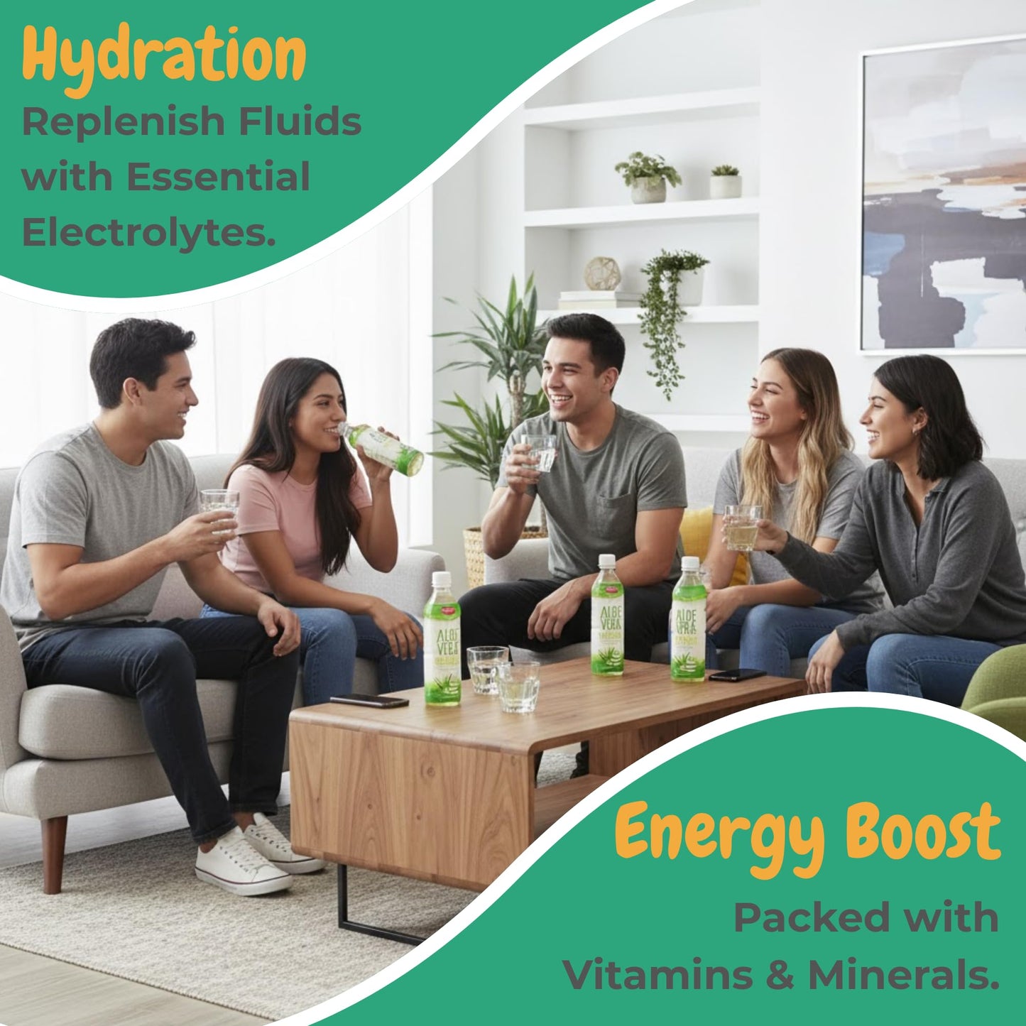 VISVITA Aloe Vera Juice with Real Pulp, Variety Pack | Digestive Health, Hydration & Energy Boost | No Artificial Colors, 16.9 oz, Original (5), Mango