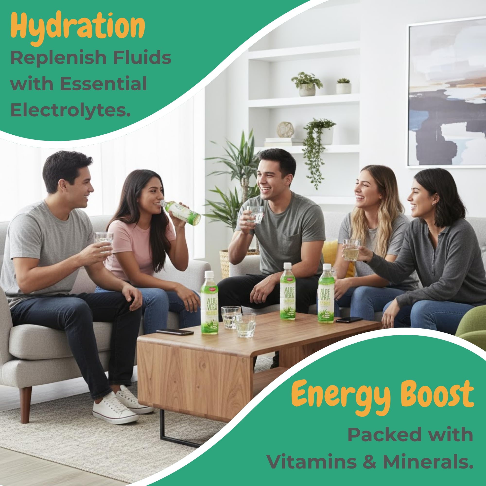 VISVITA Aloe Vera Juice with Real Pulp, Variety Pack | Digestive Health, Hydration & Energy Boost | No Artificial Colors, 16.9 oz, Original (5), Mango
