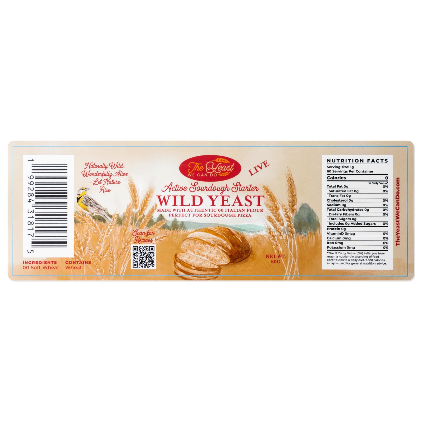 The Yeast We Can Do Live Sourdough Starter Kit with Backup - 100g Active Wild Yeast + 3 Dehydrated Starter Packs (Never Lose Your Starter) - Easy