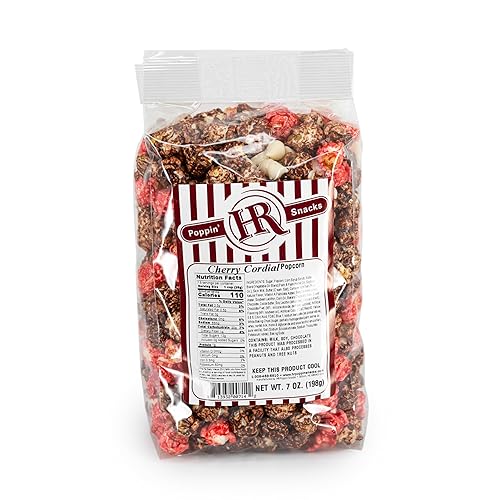 Sweet Candied Cherry Coated Popcorn | Chocolate Chip Finish | Pack of 3 | Made in Gibbon, NE | HR Poppin' Snacks