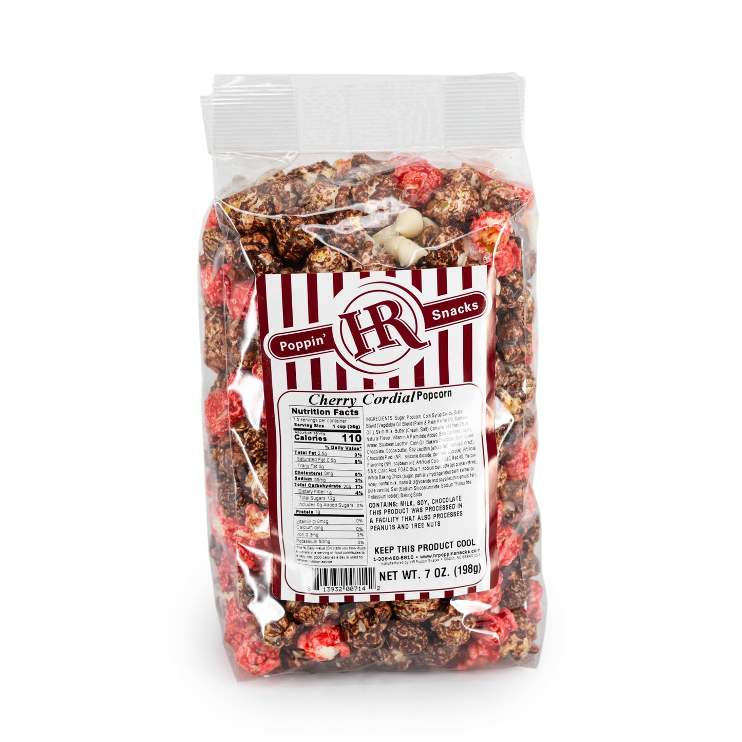 Sweet Candied Cherry Coated Popcorn | Chocolate Chip Finish | Pack of 3 | Made in Gibbon, NE | HR Poppin' Snacks