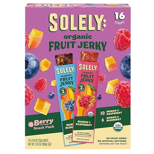 SOLELY - Variety Pack - Organic Berries Fruit Jerky - Real Fresh Fruit Strips - Healthy Snacks for Adults & Kids - Non GMO, Vegan Snacks, Shelf Stable