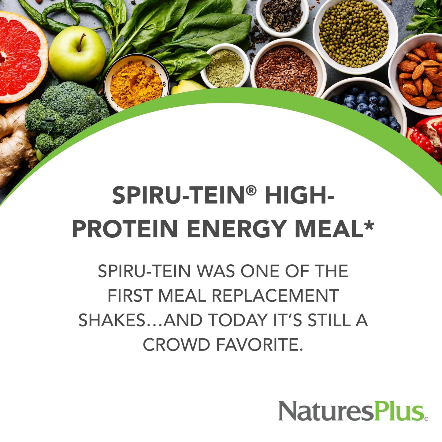 NaturesPlus SPIRU-TEIN Simply Natural, Original Vanilla - 1.63 lb - Unsweetened Plant-Based Protein Shake - 32 Servings