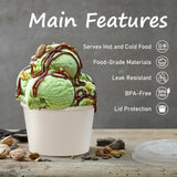 ESSENTIAL Paper Ice Cream Cups with Lids, 120pcs 8oz Disposable Dessert Bowls with Lids for Hot or Cold Food, Paper Snack Containers for Sundae