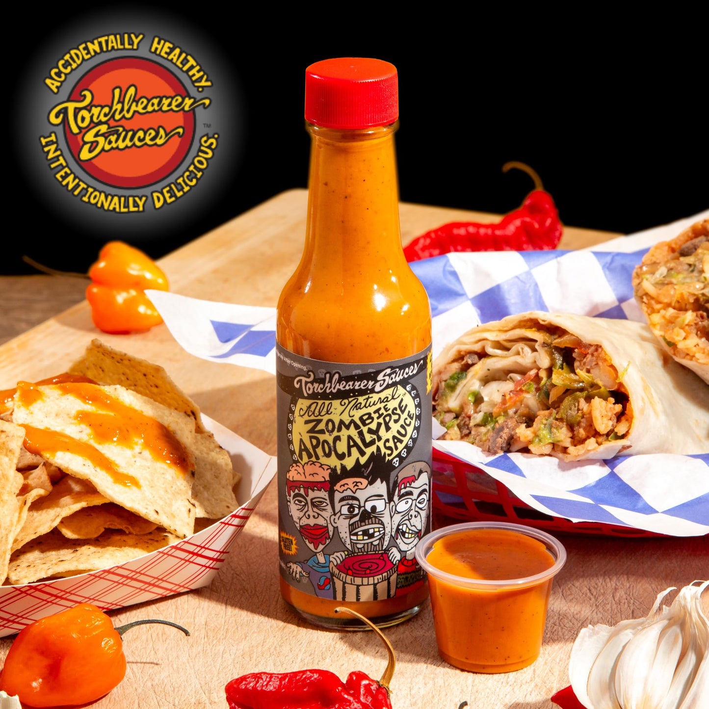 Torchbearer Sauces Zombie Apocalypse Ghost Chili Hot Sauce, 5oz (2 Pack) Ghost Pepper & Habanero Hot Sauce, Heat Level 8 - Featured on Hot Ones