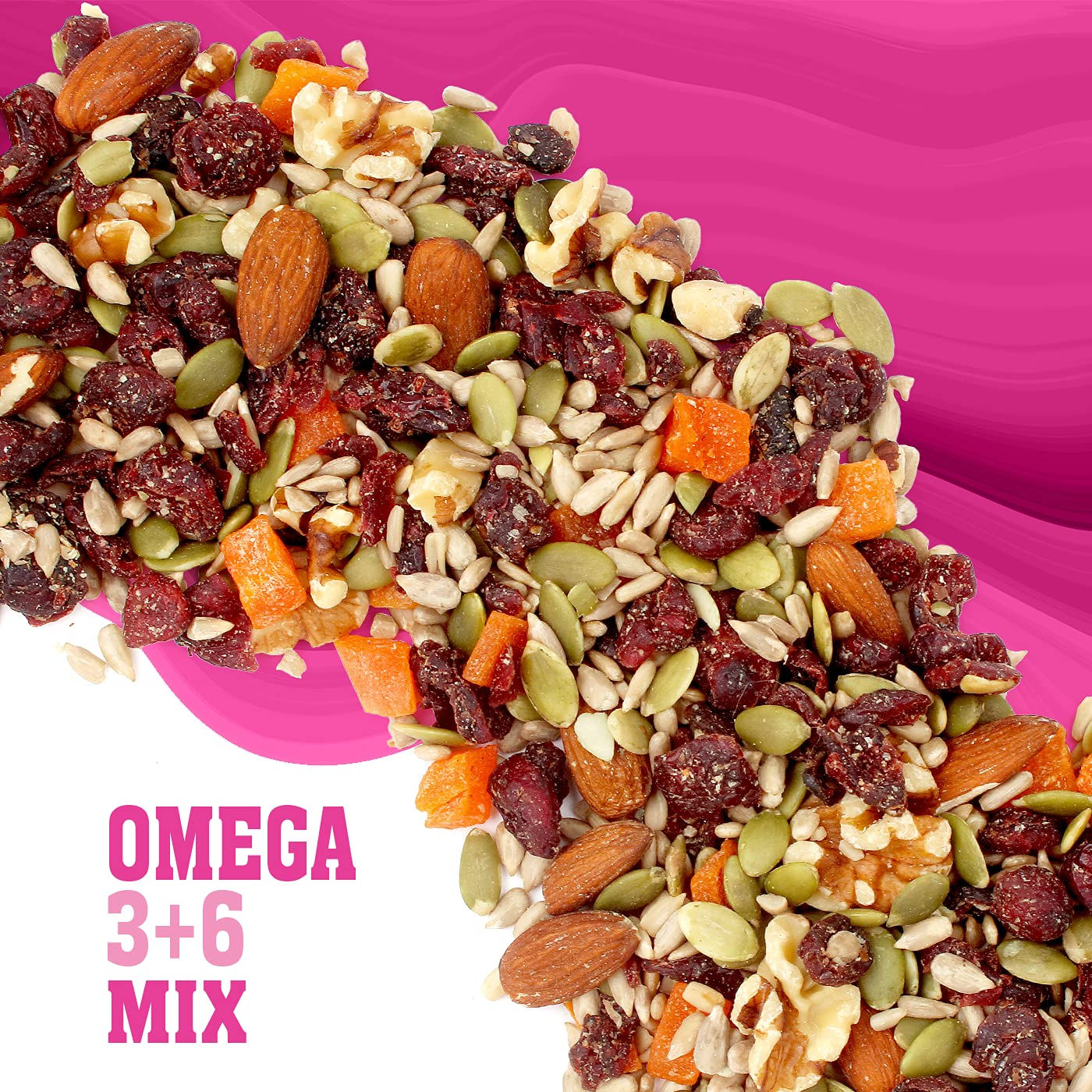 Sunkist® Omega 3+6 Trail Mix - Fruit, Nut and Seeds, Pumpkin and Sunflower Seeds, Mango, Almonds, Walnuts, and Cranberry | Gluten Free Premium Quality