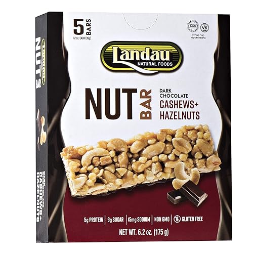 Landau Nut Bar, Dark Chocolate Cashews + Hazelnuts, 5 Pack