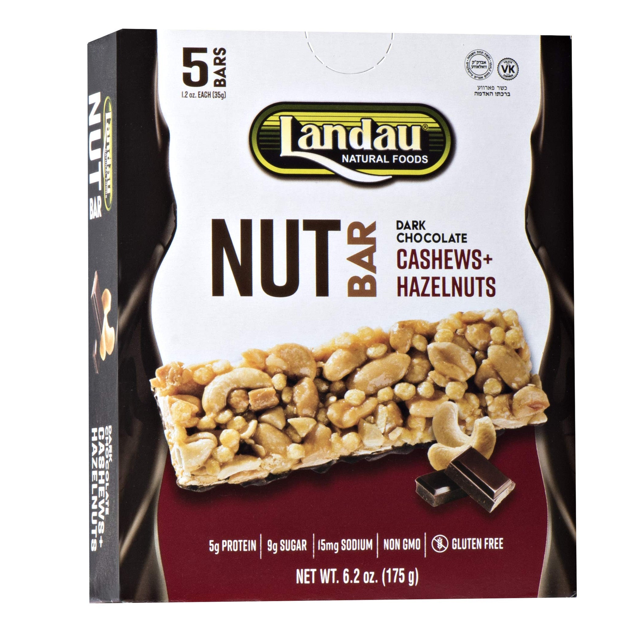 Landau Nut Bar, Dark Chocolate Cashews + Hazelnuts, 5 Pack