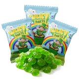4E's Novelty 30 Packs St. Patricks Day Lucky Farts Shamrock Gummies - 30 Individually Wrapped Bags (5 Pieces Each) Green Gummy Funny St Patricks Day