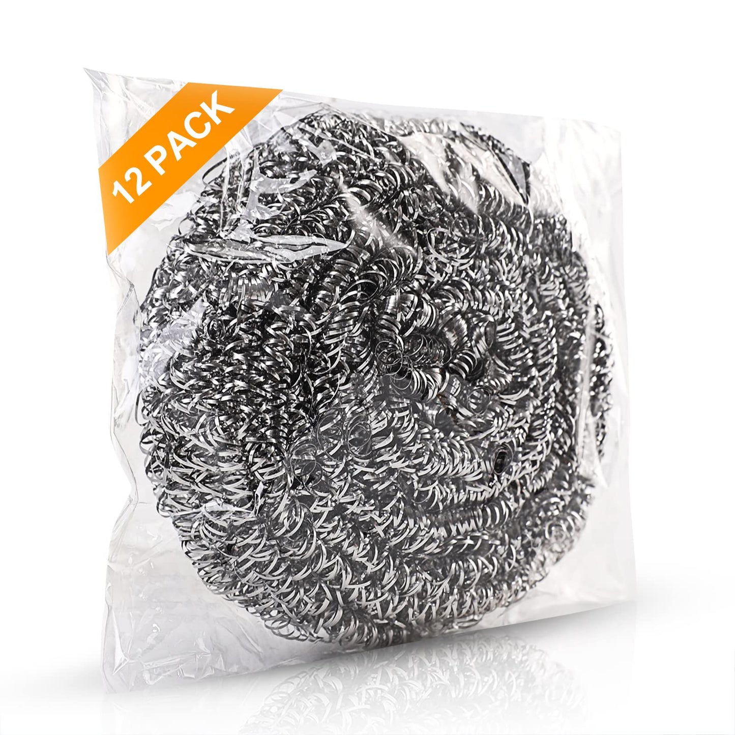 ovwo 12Pack Upgraded Steel Wool Scrubbers - Premium Stainless Steel Scrubber, Metal Scouring Pads, Steel Wool Pads, Kitchen Cleaner, Heavy Duty