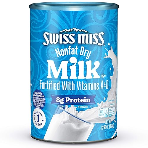 Swiss Miss Nonfat Dry Milk, Fortified with Vitamins A & D, Hot Cocoa Bar Supplies, 12.98 oz. Canister