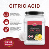 Citric Acid 2.2 LB Jar - Pure, All Natural, Food Grade, Non-GMO Citric Acid Powder for Cleaning, Bath Bombs, Preserving | Fine Granular & Premium