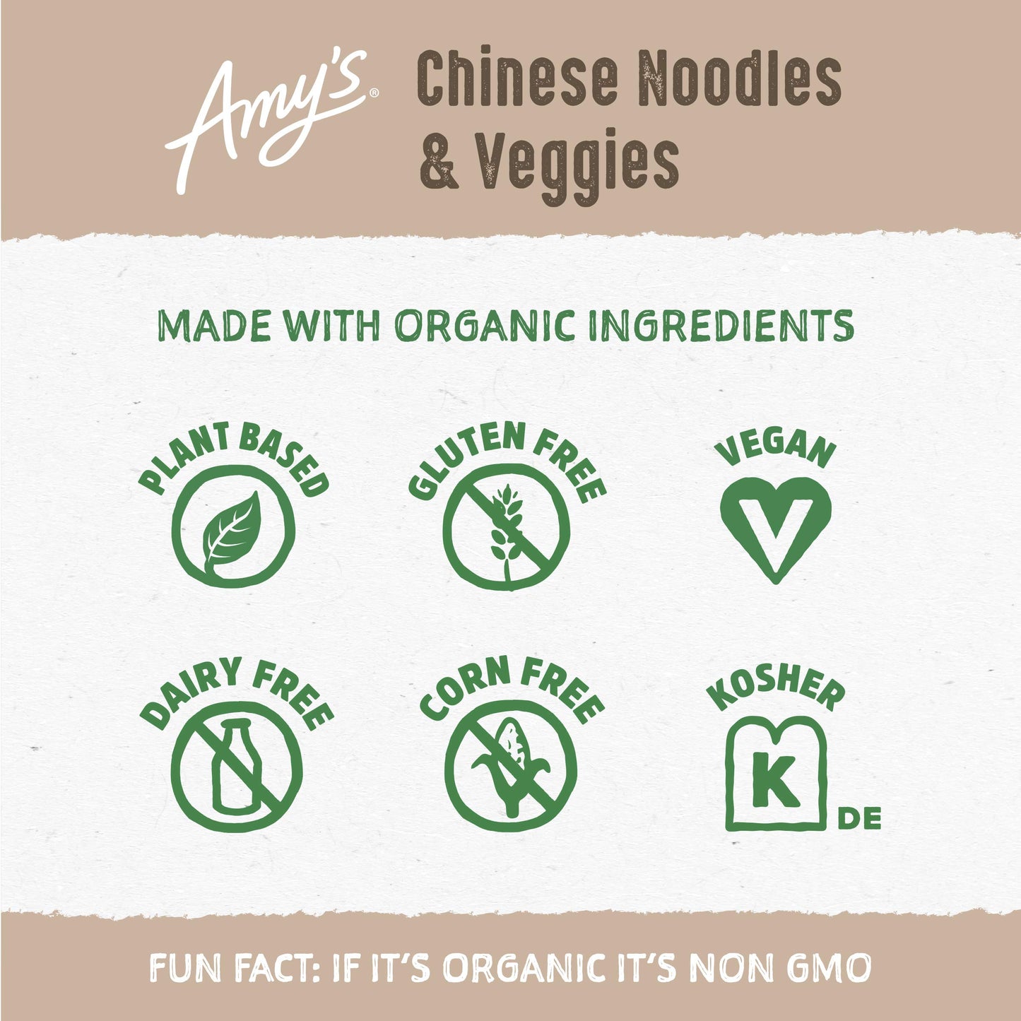 Amy’s Frozen Entrées, Chinese Noodles & Veggies in a Cashew Cream Sauce, 9.5 oz.