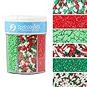 Sweets Indeed Christmas Sprinkles Mix - 6-Cell Holiday Assortment 6.45 oz | Edible Jimmies, Nonpareils & Sugar Pearls for Decorating Christmas