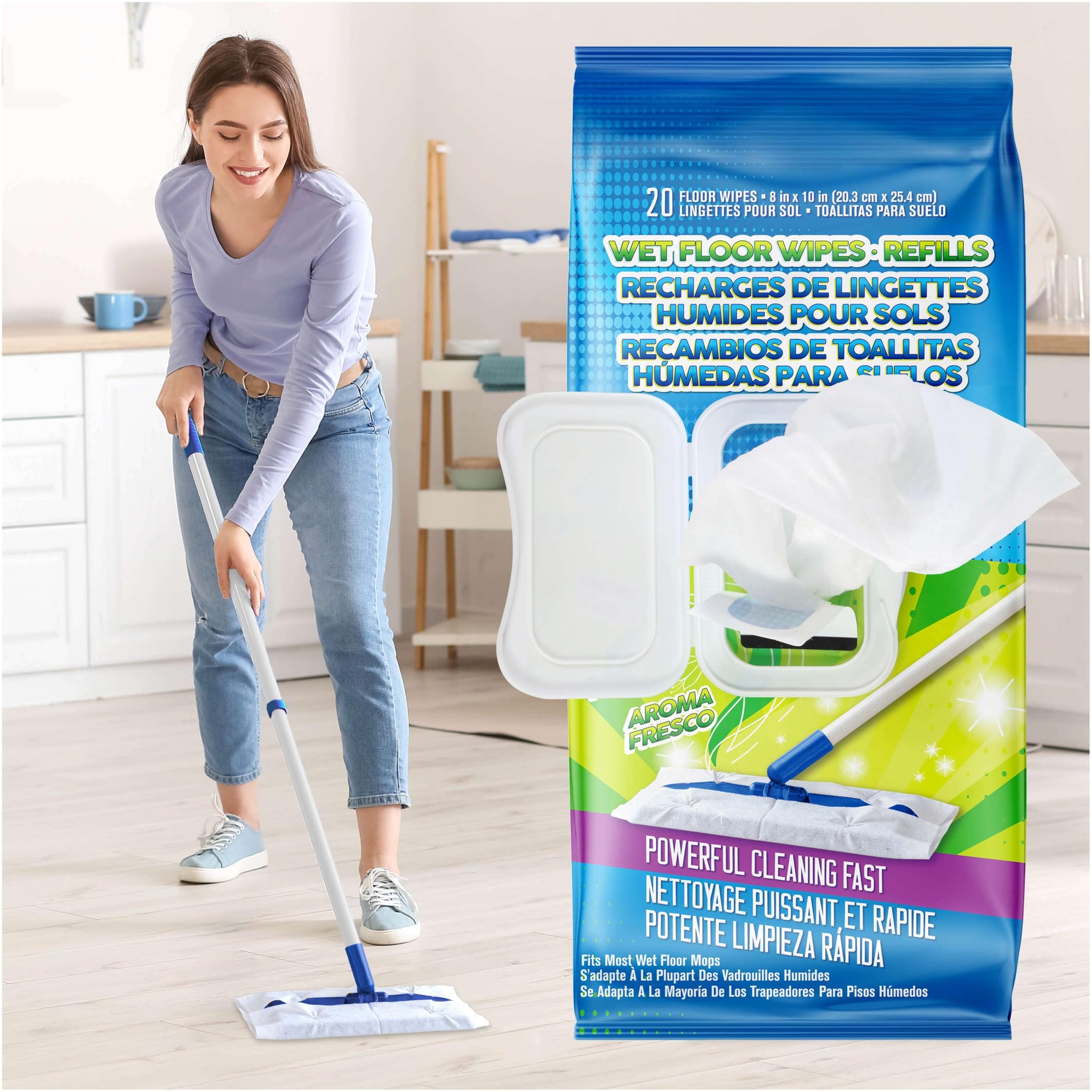 Juniper CLEAN Wet Floor Wipes, Multi Surface Floor Cleaner Wet Mop Pads Fit Swiffer Sweeper Mop, Fresh Scent & Plant-Based Textured Cloth Trap Absorb