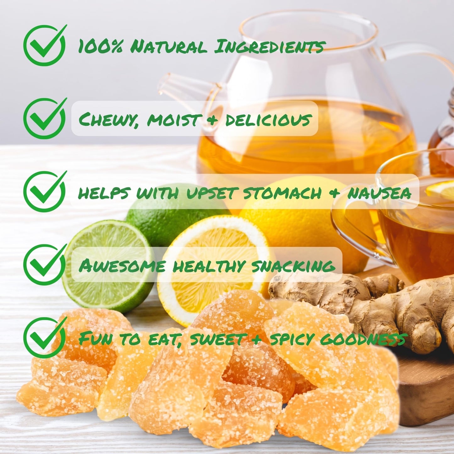 Crystallized Ginger Chunks with Lime by It's Delish, 2.5 Lb Jumbo Reusable Container | Lime Flavored Candied Dried Ginger Fruit Chews Natural Candy