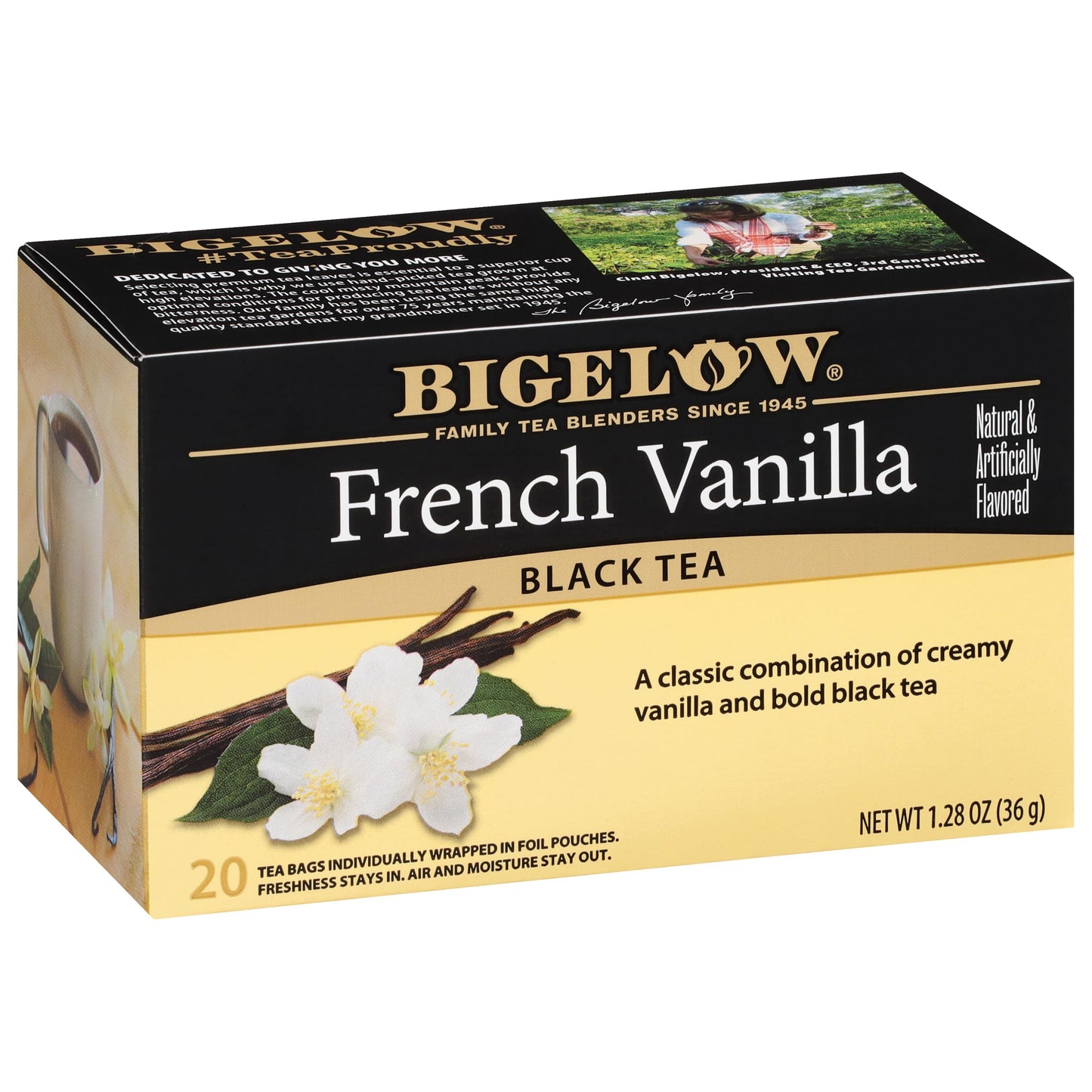 Bigelow French Vanilla Black Tea Bags, 20 Count Box (Pack of 6), Caffeinated Black Tea, 120 Tea Bags Total