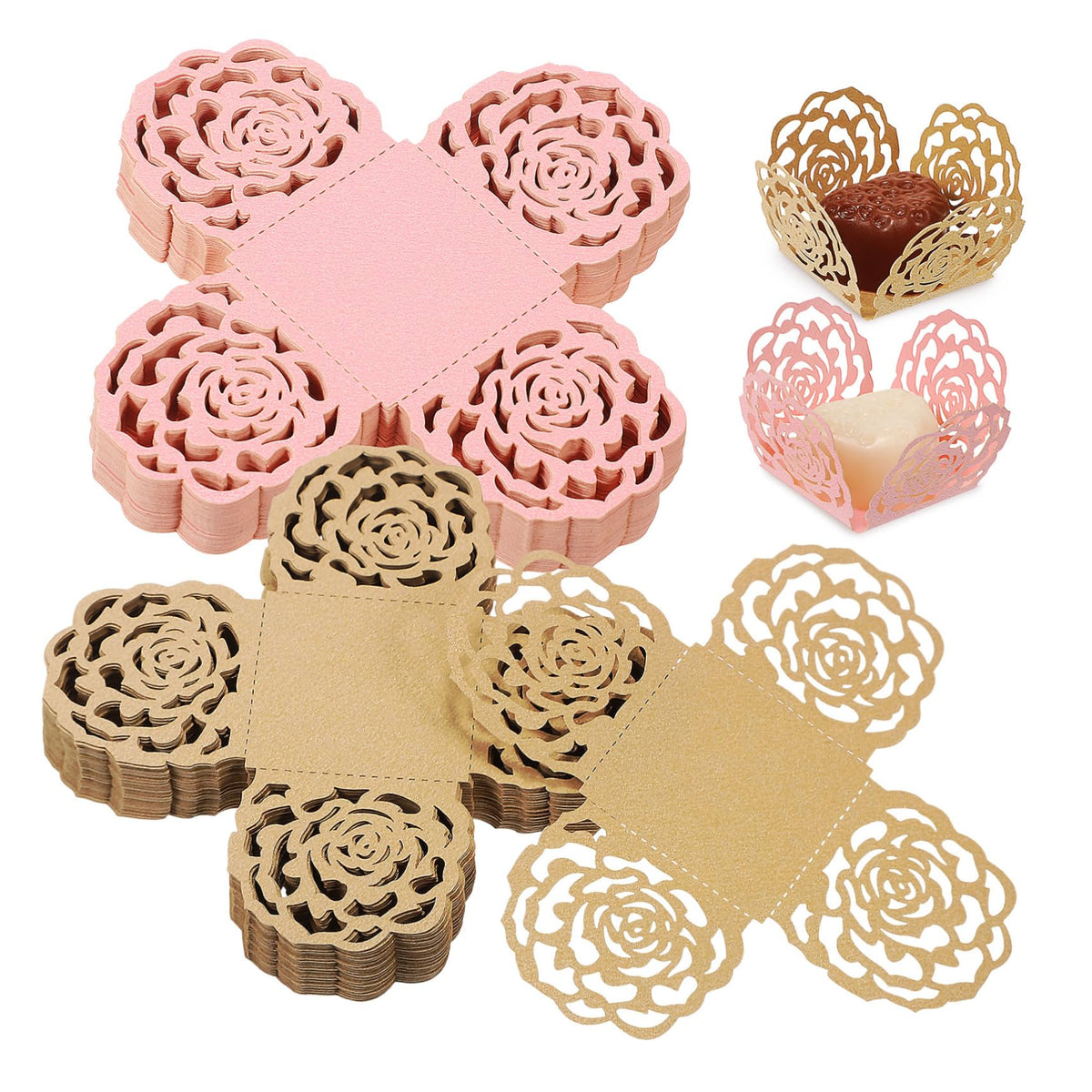 COLLBATH 100pcs Truffle Wrappers Elegant Design for Weddings and Parties Mini Cupcake Liners and for Desserts and Candy Displays